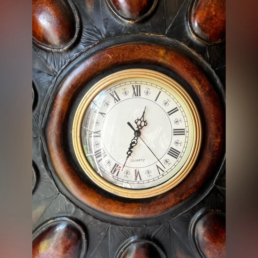 Elegant Brown and Black Wall Clock large round metal clock